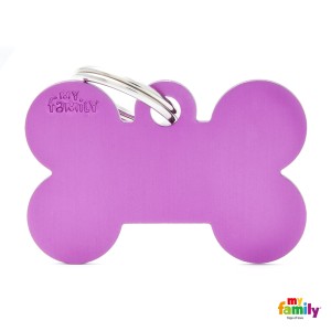 Hundemarke My Family Adressanhänger mit Gravur BONE PURPLE BIG 