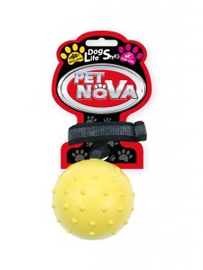 Hundespielzeug Kauspielzeug ROPEBALL-M-YL AportBall + Gurt Vanille Aroma 6cm gelb