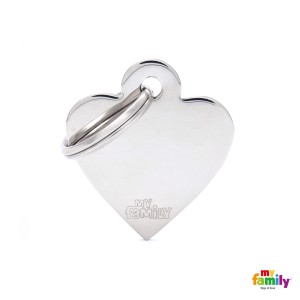 Hundemarke My Family Adressanhänger mit Gravur HEART CHROME SMALL 