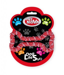 Hundespielzeug Kauspielzeug ROPEBONE-RE Seil Knochen, Minze Aroma 20cm rot