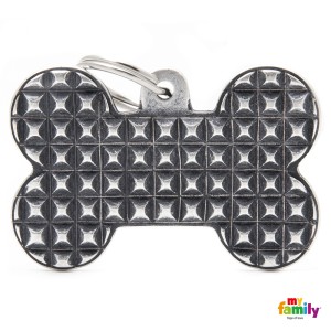 Hundemarke My Family BRONX Adressanhänger mit Gravur BONE Ziernagel BIG