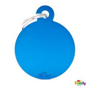 Hundemarke My Family Adressanhänger mit Gravur ROUND BLUE BIG  